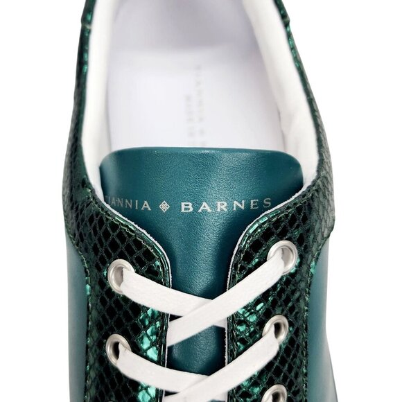 New Tiannia Barnes Men’s Billy Leather Low-Top Ebony Olive Sneaker Shoes Size 12 - Picture 6 of 12